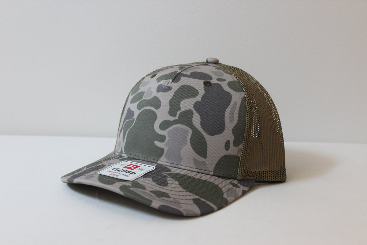Richardson 112PFP trucker hat in Marsh Duck Camo