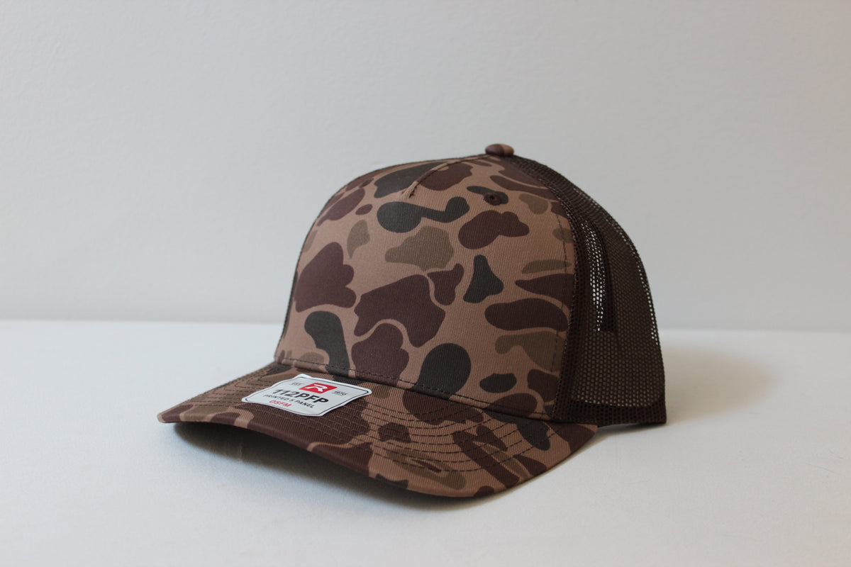 Richardson 112PFP trucker hat in Bark Duck Camo