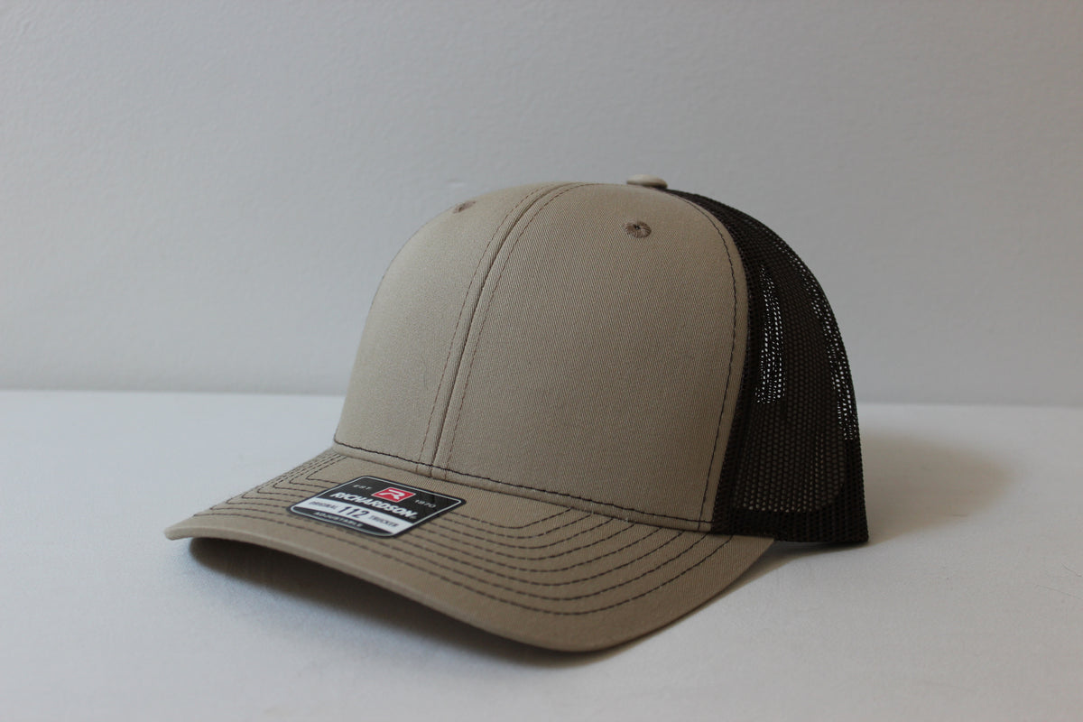 Richardson 112 trucker hat in Khaki and Coffee