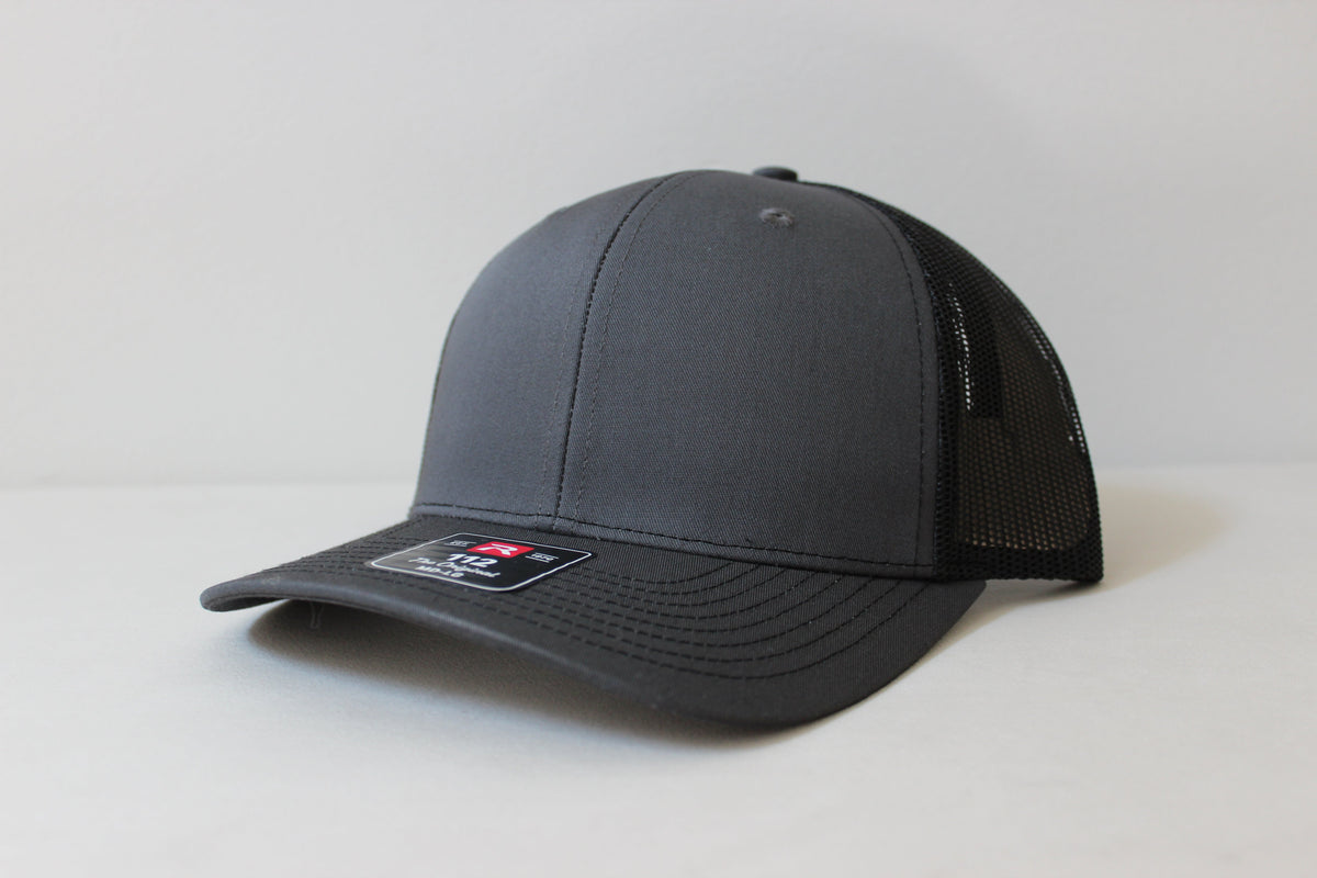 Richardson 112 trucker hat in Charcoal and Black