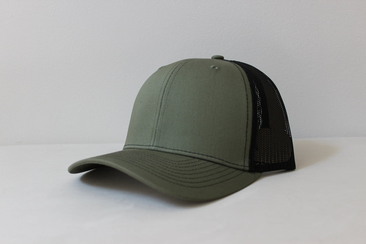 Richardson 112 trucker hat in Loden and Black